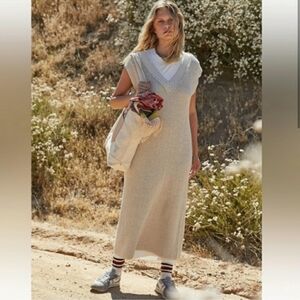 Free People Beach Sweater Dress M Swim Cover-up Lounge Boho Minimalist V-neck
